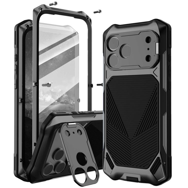 For iPhone 17 Pro Max Metal Armor Construction IP65 Waterproof Magnetic Phone Case(Black)