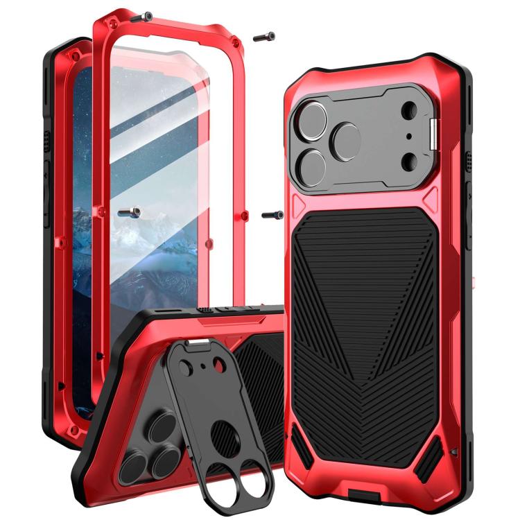 For iPhone 17 Pro Max Metal Armor Construction IP65 Waterproof Magnetic Phone Case(Red)