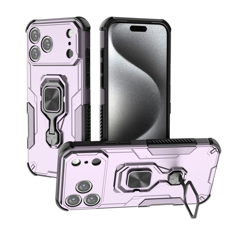 For iPhone 17 Pro Max Metal Kickstand TPU Hybrid PC Phone Case(Purple)