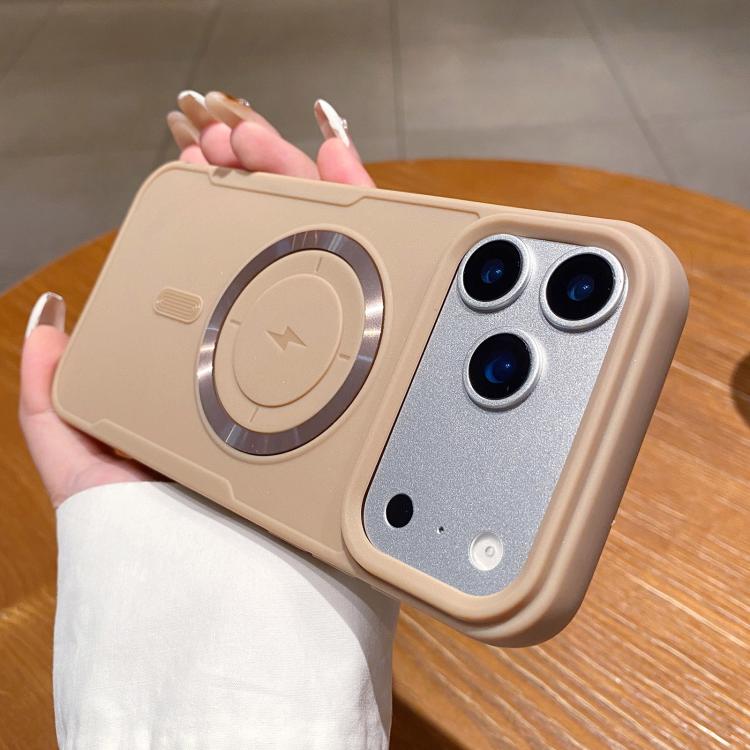 For iPhone 17 Pro Max Metal Magnetic Ring TPU Shockproof Phone Case(Khaki)