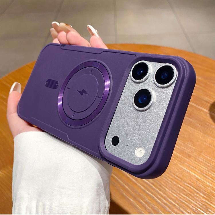 For iPhone 17 Pro Max Metal Magnetic Ring TPU Shockproof Phone Case(Purple)