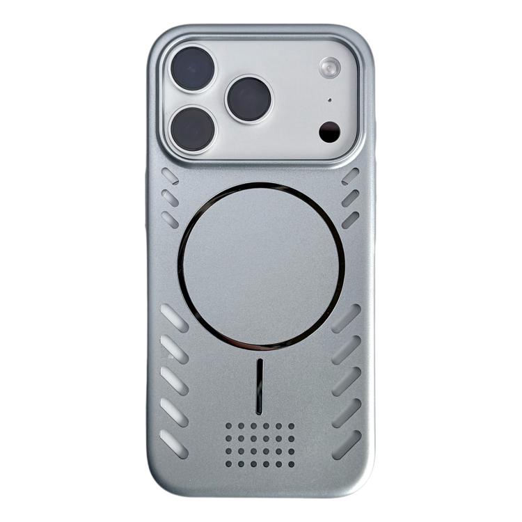 For iPhone 17 Pro Max Metallic Paint Cooling PC Magnetic Phone Case(Crescent Silver)