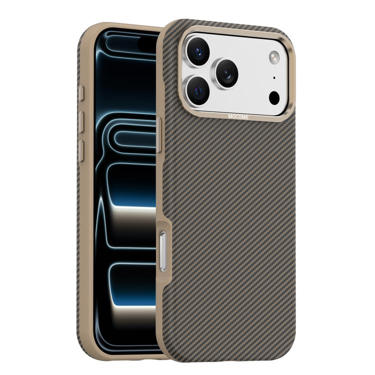 For iPhone 17 Pro Max Mocome Kevlar Carbon Fiber Texture Magnetic Shockproof Phone Case(Desert Good)