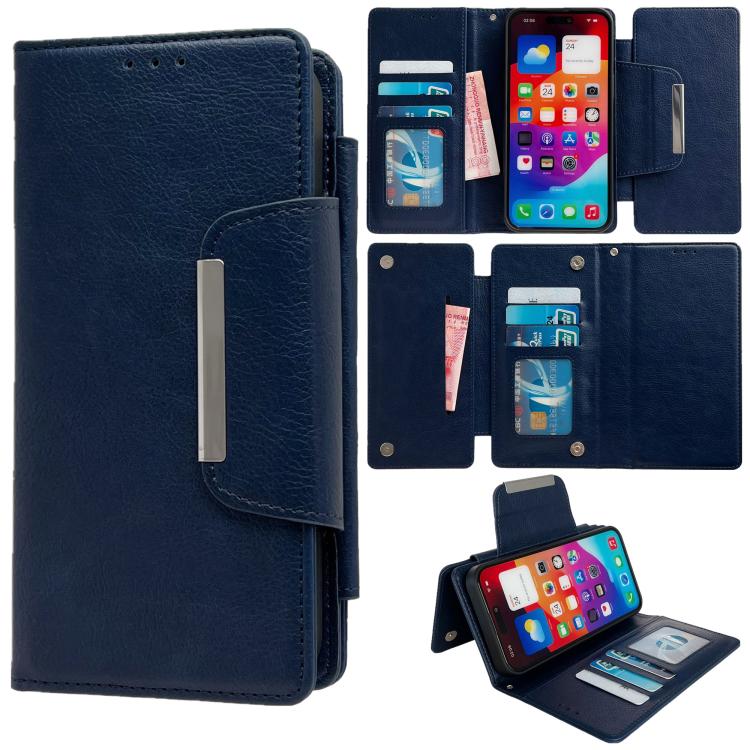 For iPhone 17 Pro Max Multifunctional 7-Cards Wallet Leather Phone Case(Royal Blue)