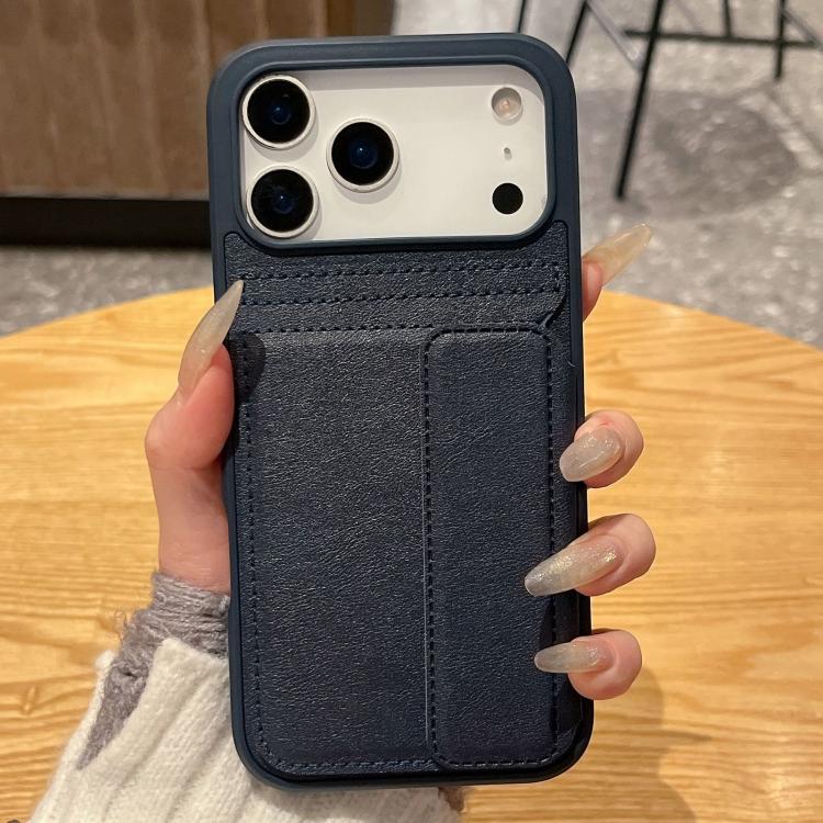 For iPhone 17 Pro Max Multifunctional Premium Card Bag Holder Phone Case(Blue)