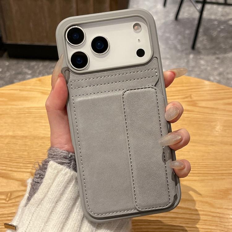 For iPhone 17 Pro Max Multifunctional Premium Card Bag Holder Phone Case(Grey)
