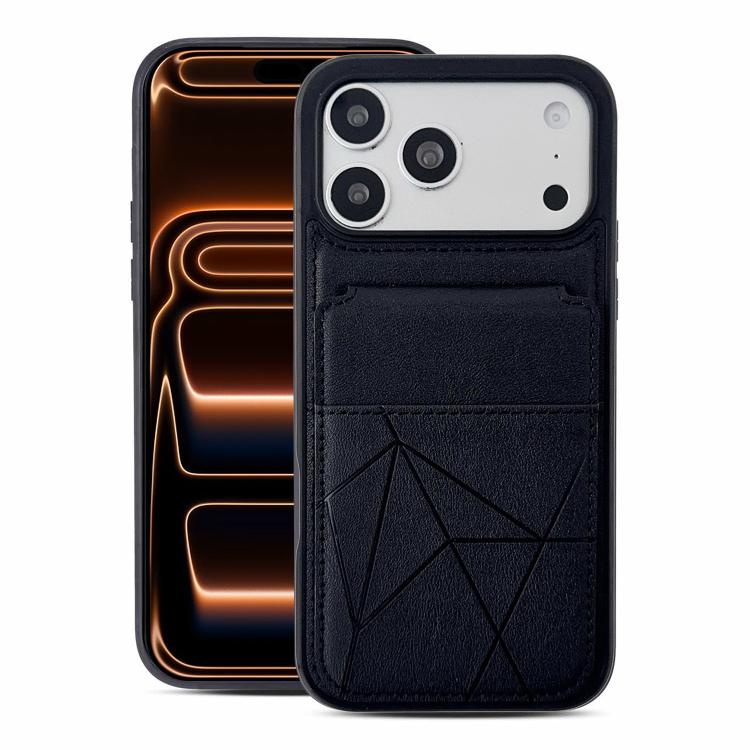 For iPhone 17 Pro Max Multifunctional Vertical Flip Card Wallet Holder Vegan Leather Back Phone Case(Black)