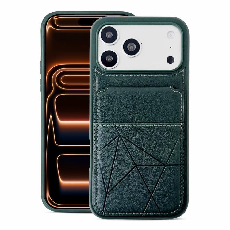 For iPhone 17 Pro Max Multifunctional Vertical Flip Card Wallet Holder Vegan Leather Back Phone Case(Green)