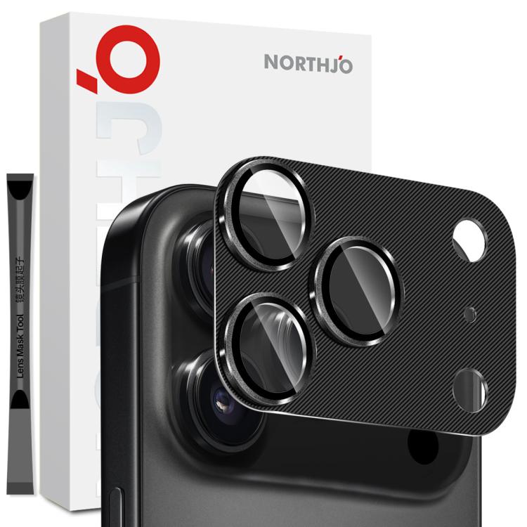For iPhone 17 Pro Max NORTHJO CD Vein Camera Lens Protector Tempered Glass Rear Lens Film(Black)