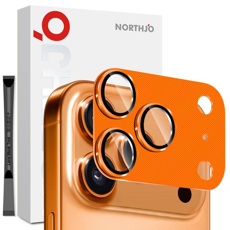 For iPhone 17 Pro Max NORTHJO CD Vein Camera Lens Protector Tempered Glass Rear Lens Film(Orange)