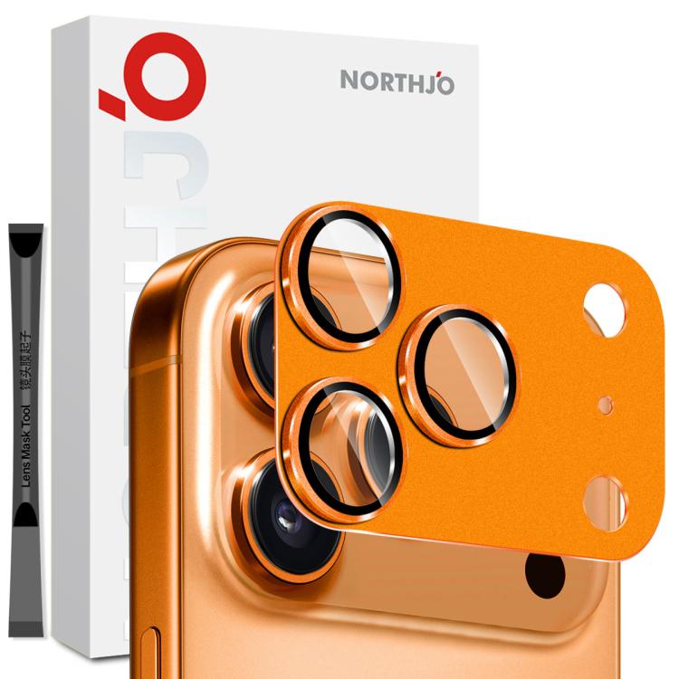For iPhone 17 Pro Max NORTHJO Matte Camera Lens Metal Protector Tempered Glass Rear Lens Film(Orange)