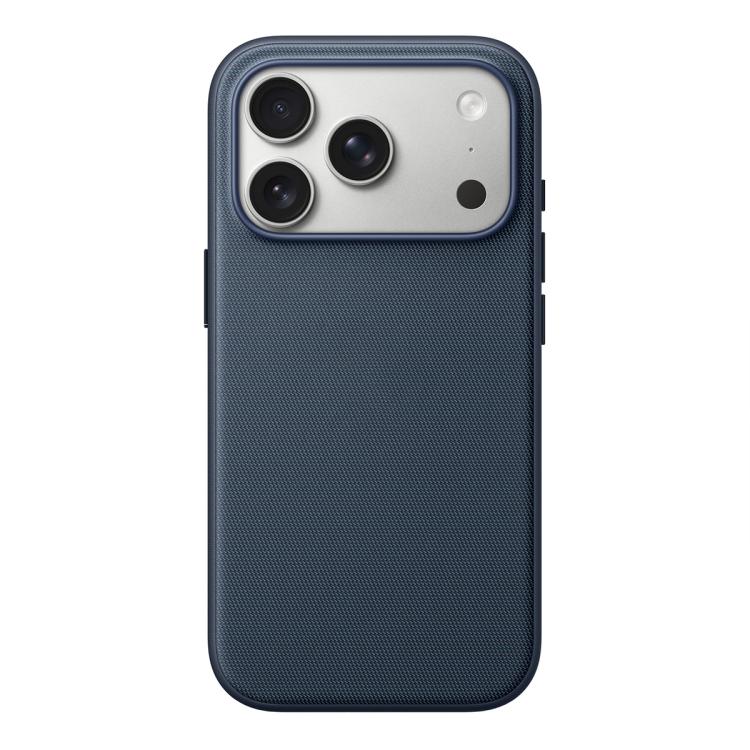 For iPhone 17 Pro Max Official Tech Fabric Texture Side-Stick TPU Magnetic Phone Case, No AI Camera Button(Blue)