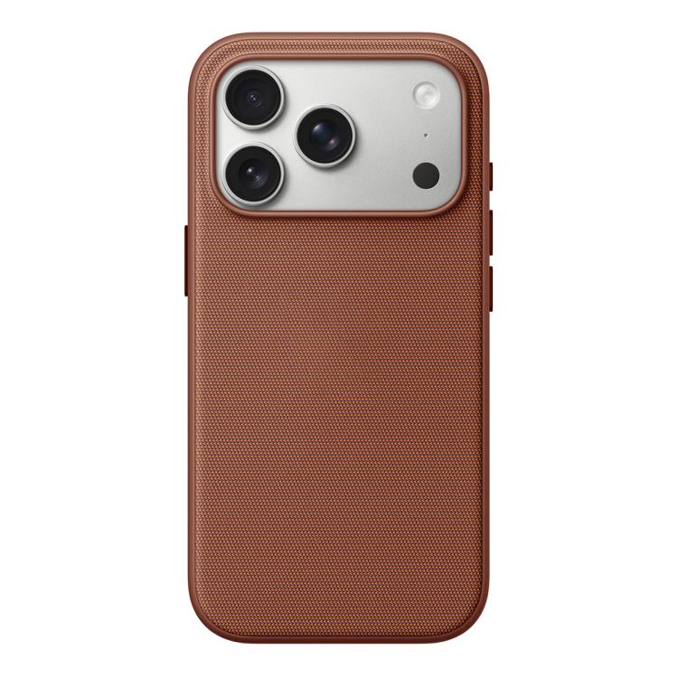 For iPhone 17 Pro Max Official Tech Fabric Texture Side-Stick TPU Magnetic Phone Case, No AI Camera Button(Brown)