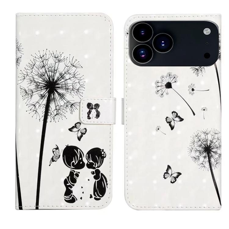 For iPhone 17 Pro Max Oil Embossed 3D Drawing Leather Phone Case(Couple Dandelion)