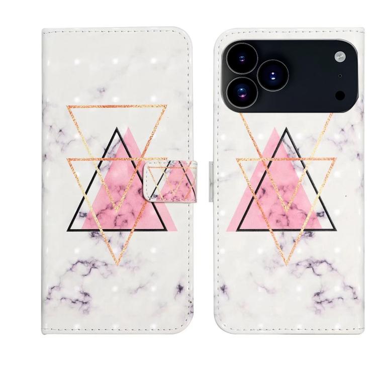 For iPhone 17 Pro Max Oil Embossed 3D Drawing Leather Phone Case(Triangular Marble)