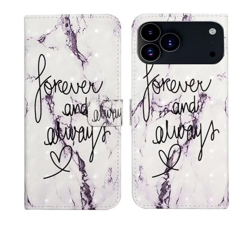 For iPhone 17 Pro Max Oil Embossed 3D Drawing Leather Phone Case(Words Marble)
