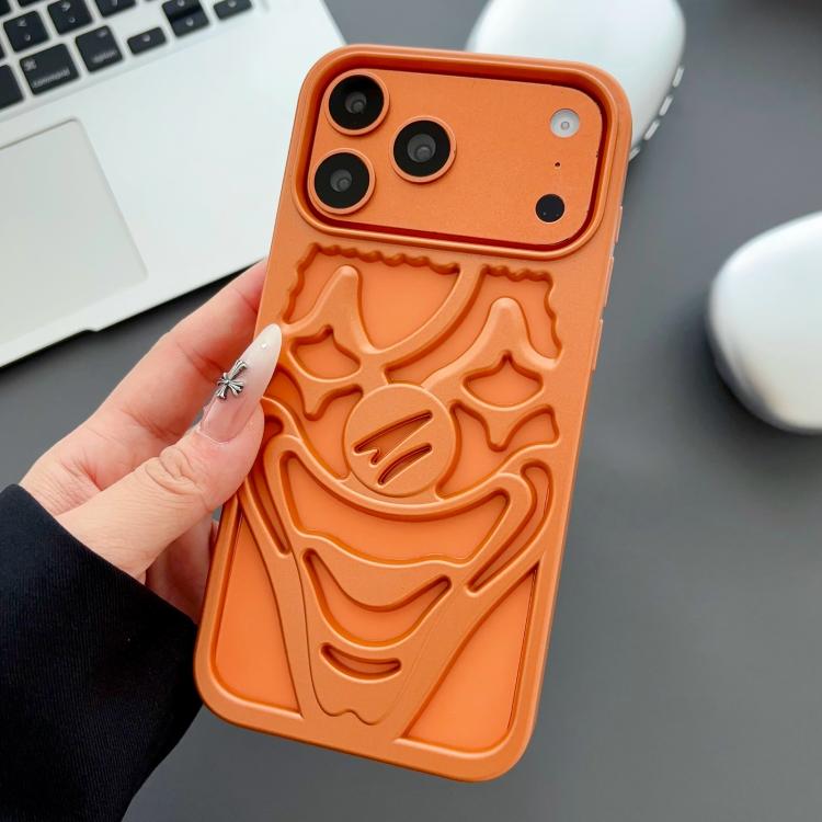 For iPhone 17 Pro Max Oil Spraying Hollow Out Clown Heat Dissipation TPU Phone Case(Orange)