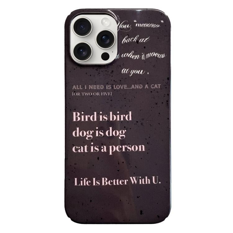 For iPhone 17 Pro Max Painted Pattern PC Phone Case(Alphabet Black)