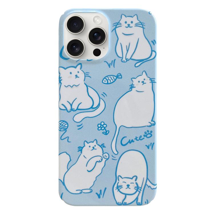 For iPhone 17 Pro Max Painted Pattern PC Phone Case(Funny Cat)