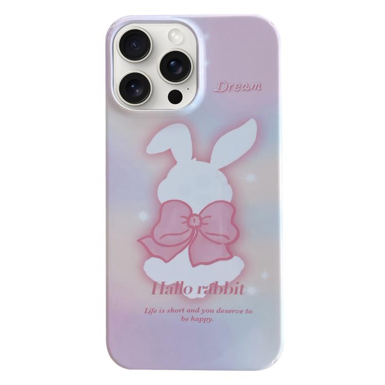 For iPhone 17 Pro Max Painted Pattern PC Phone Case(Pink Bowknot Bunny)
