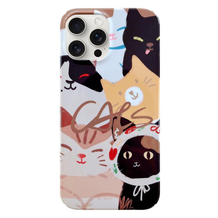 For iPhone 17 Pro Max Painted Pattern PC Phone Case(Stacked Cats)