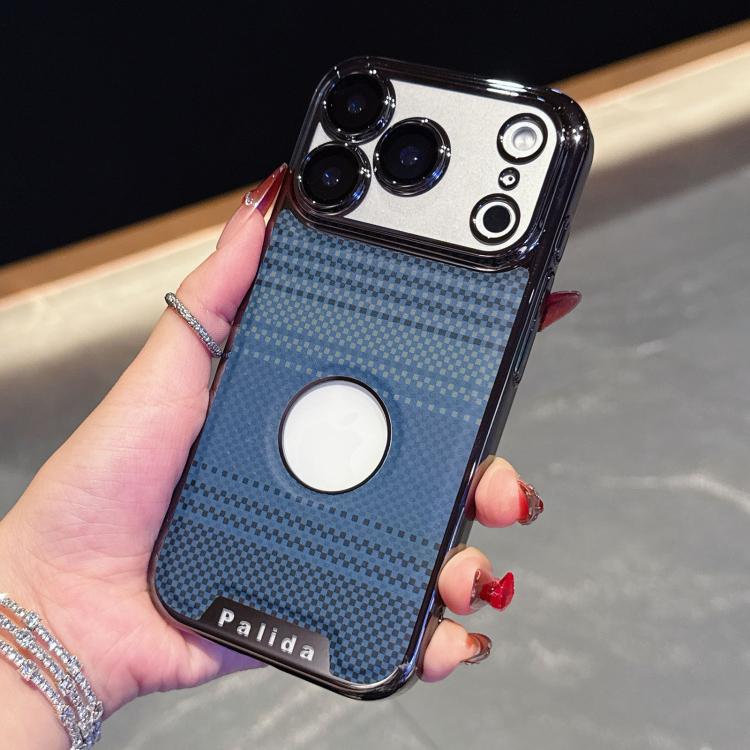 For iPhone 17 Pro Max Palida Electroplated Kevlar Texture Shockproof Phone Case(Deep Blue)