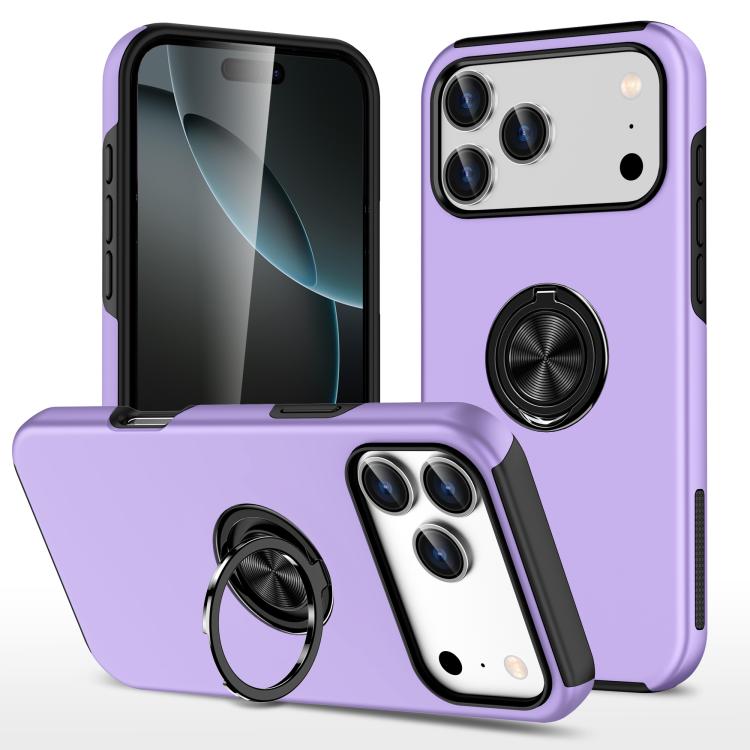 For iPhone 17 Pro Max PC + TPU Magnetic Phone Case with Invisible Ring Holder(Purple)