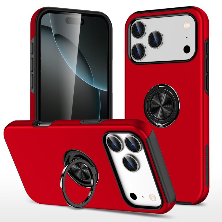 For iPhone 17 Pro Max PC + TPU Magnetic Phone Case with Invisible Ring Holder(Red)