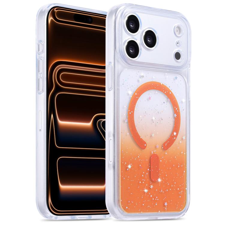 For iPhone 17 Pro Max Precise Hole Shockproof Gradient Epoxy Magnetic Phone Case(Orange)