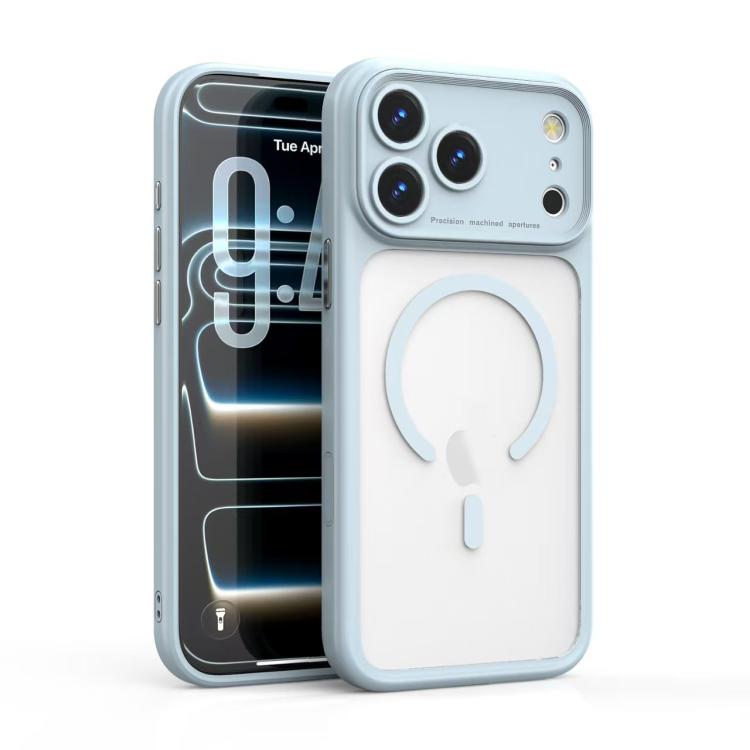 For iPhone 17 Pro Max Precision Hole PC Transparent Shockproof Magnetic Phone Case(Silver Gray)