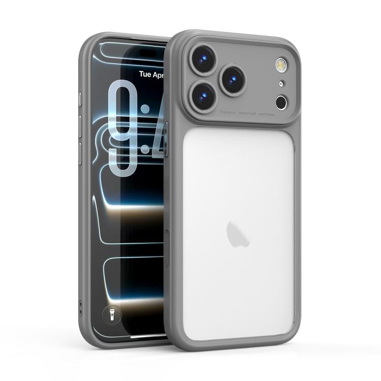 For iPhone 17 Pro Max Precision Hole PC Transparent Shockproof Phone Case(Gray)