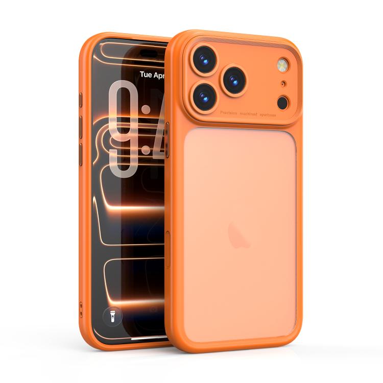 For iPhone 17 Pro Max Precision Hole PC Transparent Shockproof Phone Case(Orange)