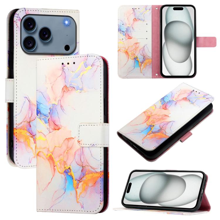 For iPhone 17 Pro Max PT003 Marble Pattern Flip Leather Phone Case(Galaxy Marble White)