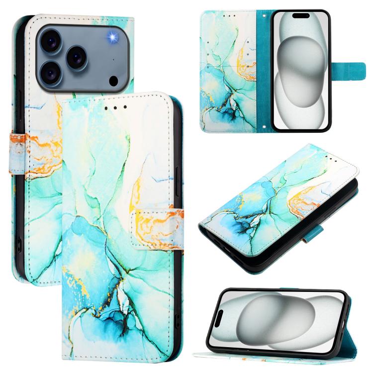 For iPhone 17 Pro Max PT003 Marble Pattern Flip Leather Phone Case(Green)