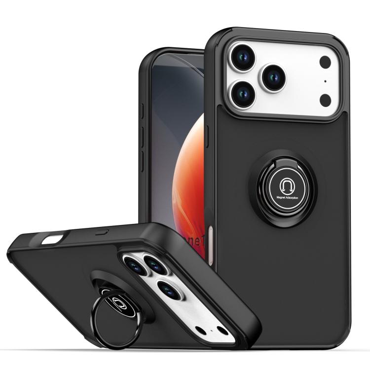 For iPhone 17 Pro Max Q Shadow 1 Series TPU + PC Phone Case with Ring(Black+Black)