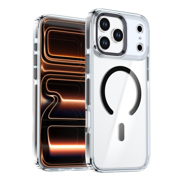For iPhone 17 Pro Max Qicai Two-color Transparent Magnetic Phone Case(Black)