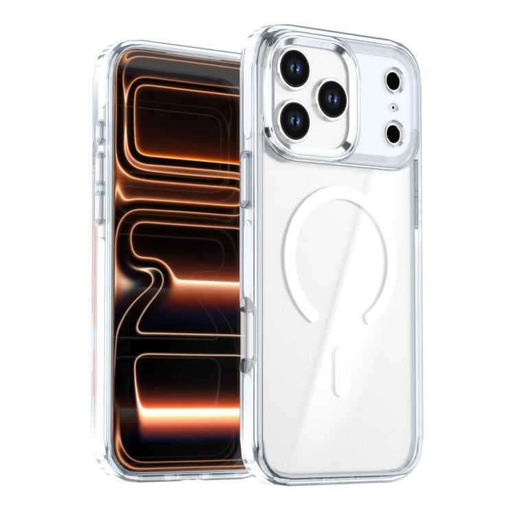 For iPhone 17 Pro Max Qicai Two-color Transparent Magnetic Phone Case(White)