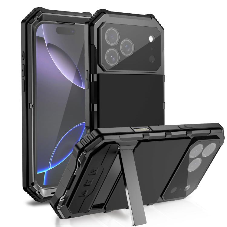 For iPhone 17 Pro Max R-JUST Life Waterproof Dustproof Shockproof Holder Phone Case(Black)