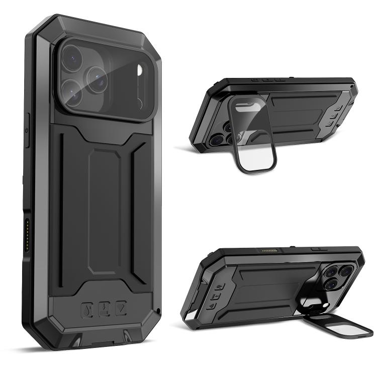 For iPhone 17 Pro Max R-JUST Sliding Camera IP54 Life Waterproof Holder Phone Case(Black)
