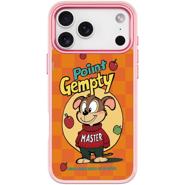 For iPhone 17 Pro Max Red Green Apple Dog Pattern Magnetic Phone Case(Pink)