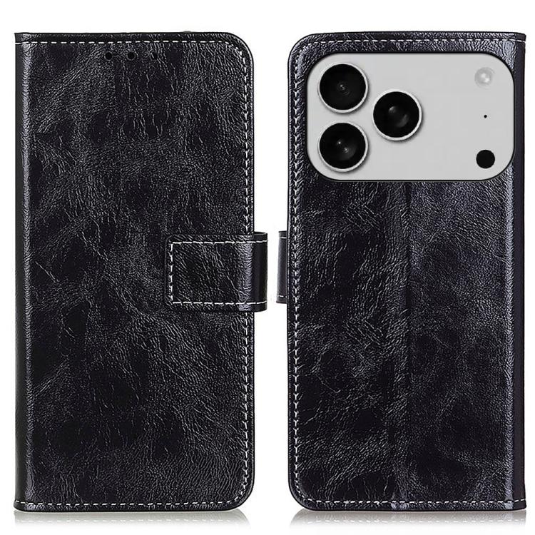 For iPhone 17 Pro Max Retro Crazy Horse Texture Horizontal Flip Leather Phone Case(Black)