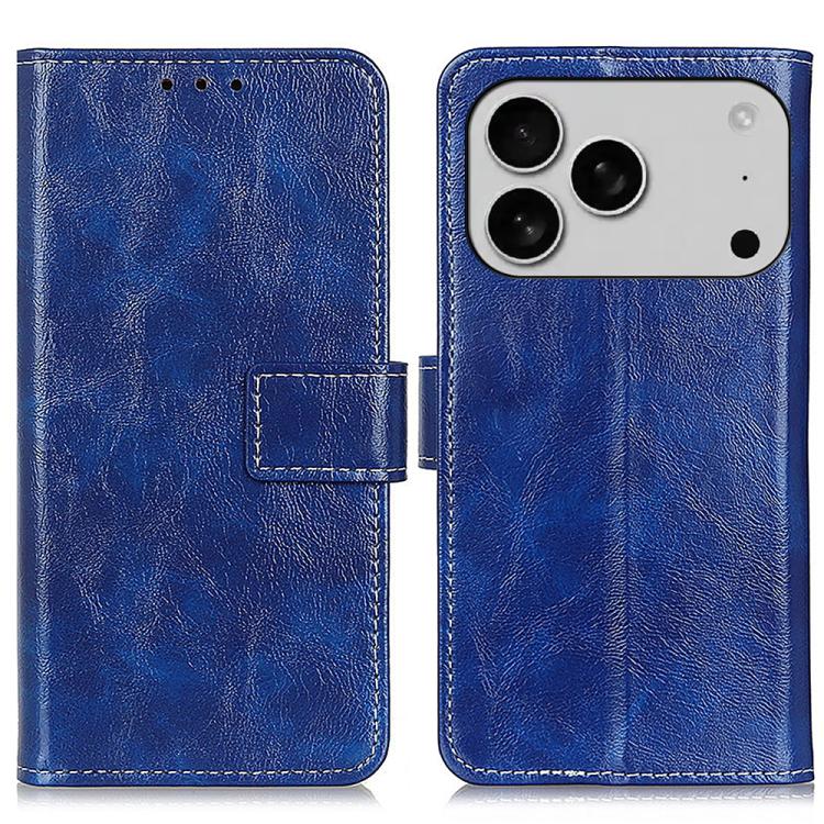 For iPhone 17 Pro Max Retro Crazy Horse Texture Horizontal Flip Leather Phone Case(Blue)