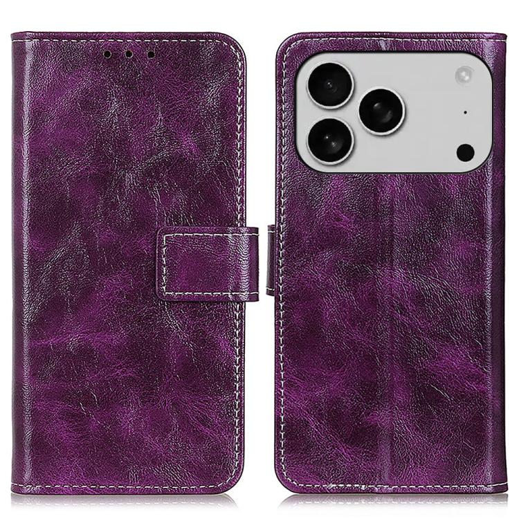 For iPhone 17 Pro Max Retro Crazy Horse Texture Horizontal Flip Leather Phone Case(Purple)