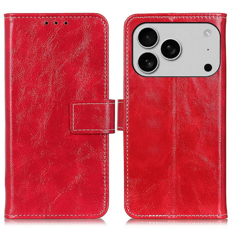 For iPhone 17 Pro Max Retro Crazy Horse Texture Horizontal Flip Leather Phone Case(Red)