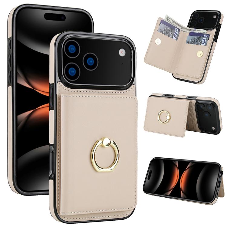For iPhone 17 Pro Max RFID Anti-theft Card Ring Holder Phone Case(White)