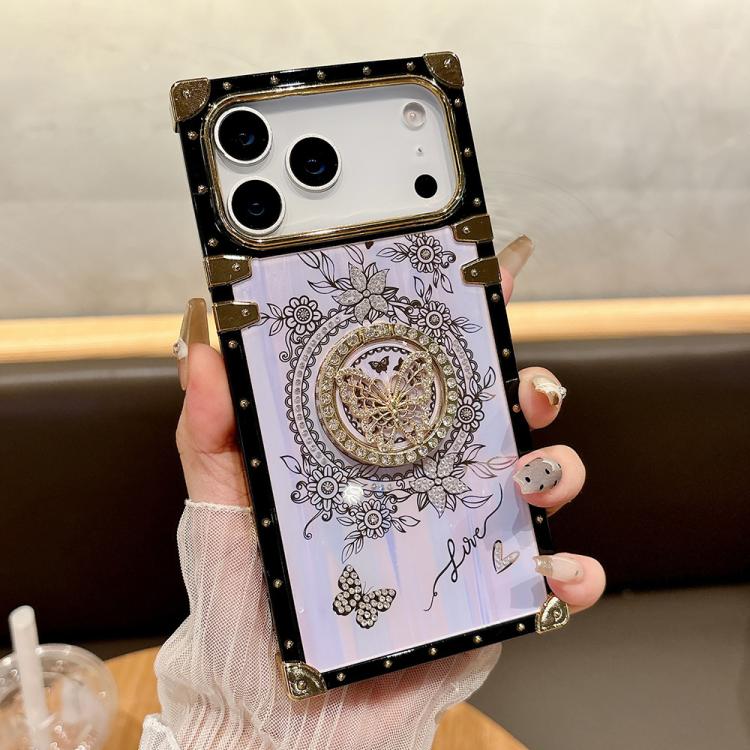 For iPhone 17 Pro Max Rhinestone Decor Butterfly Pattern TPU + PC Phone Case(Purple)