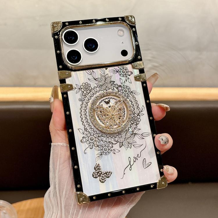 For iPhone 17 Pro Max Rhinestone Decor Butterfly Pattern TPU + PC Phone Case(White)