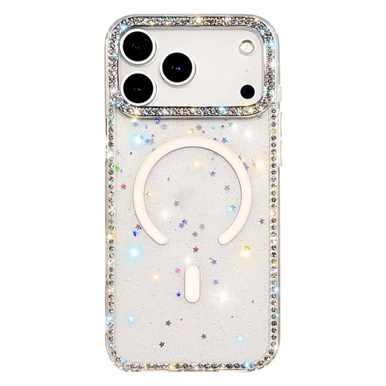For iPhone 17 Pro Max Rhinestone Dual-side IMD PC Hybrid TPU Magnetic Phone Case(Glitter Stars)