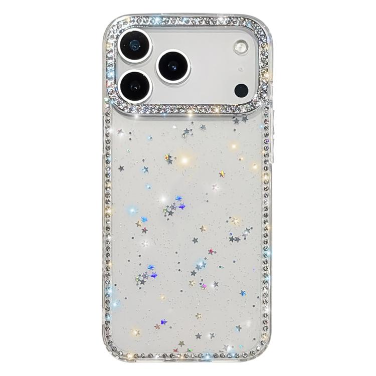 For iPhone 17 Pro Max Rhinestone Dual-side IMD PC Hybrid TPU Phone Case(Glitter Stars)