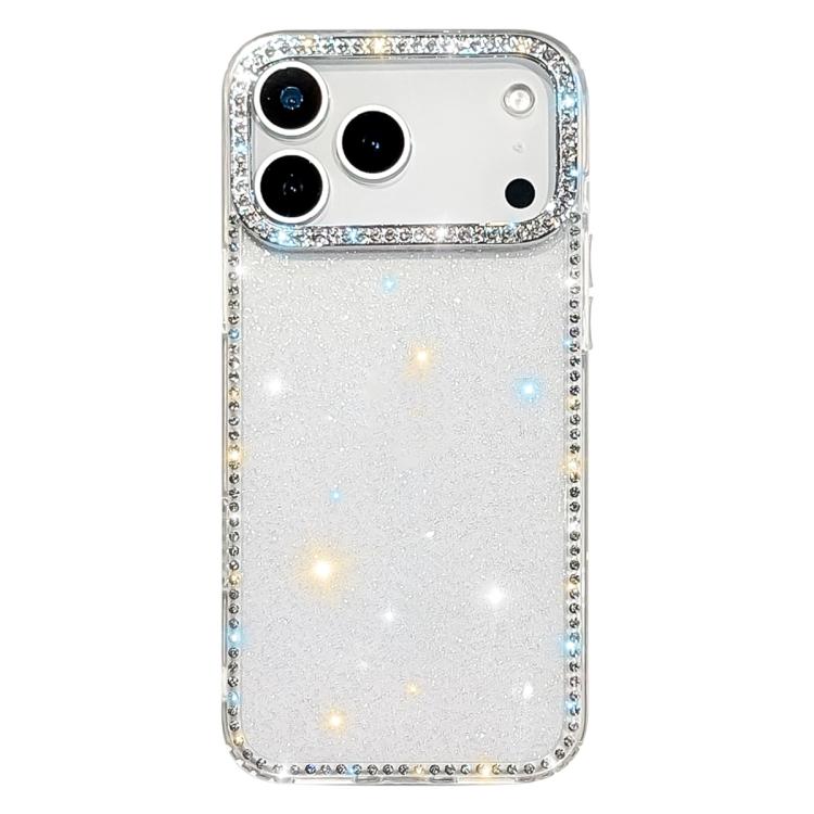 For iPhone 17 Pro Max Rhinestone Dual-side IMD PC Hybrid TPU Phone Case(Glitter Transparent)